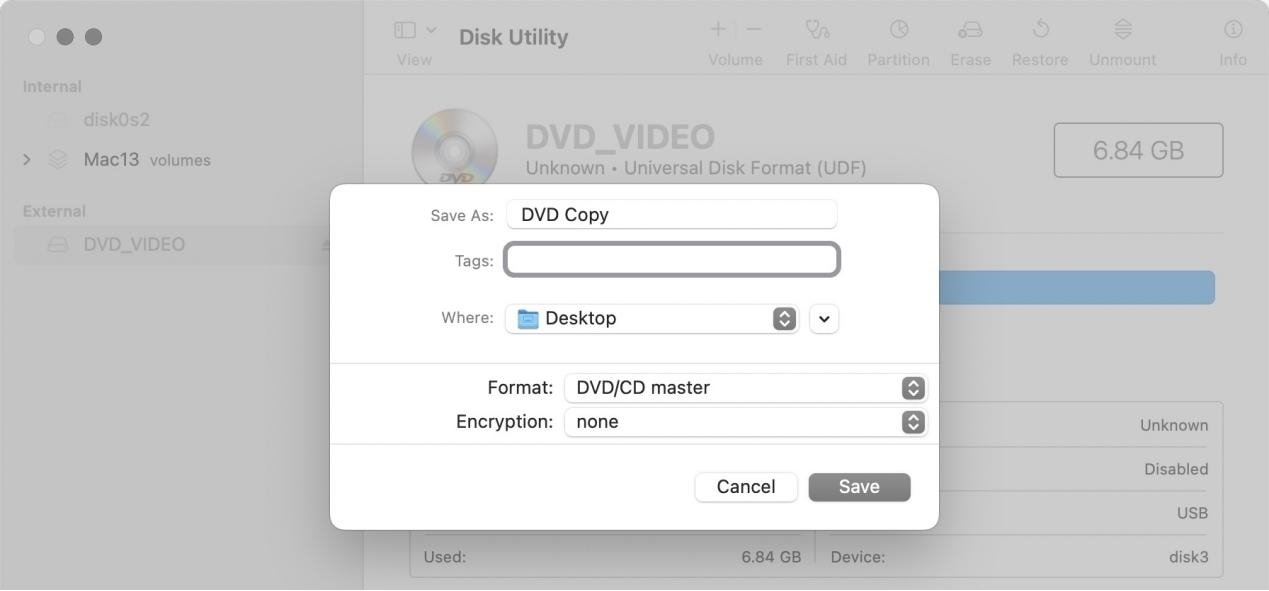 Disk Utility copy DVD