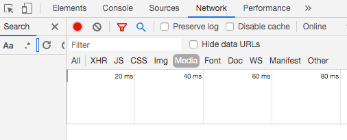 click Media under the Network tab on Chrome