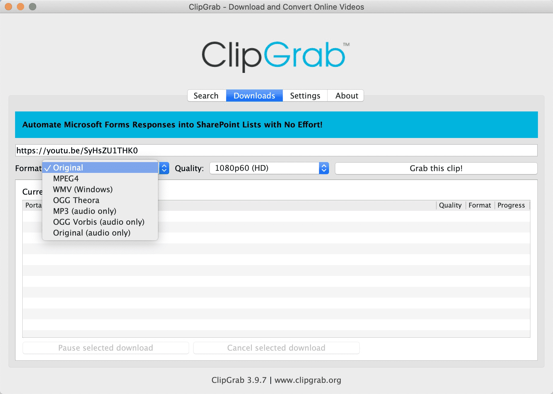 clipgrab audio downloader