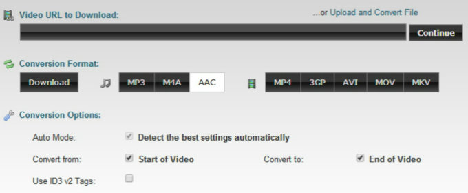 youtube to aac online with clipconverter