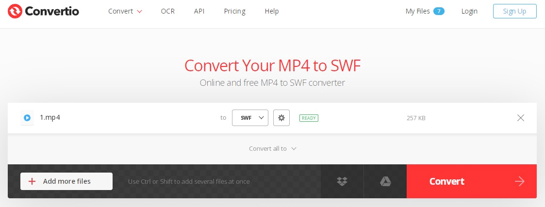 mp4 to swf free with online converter convertio