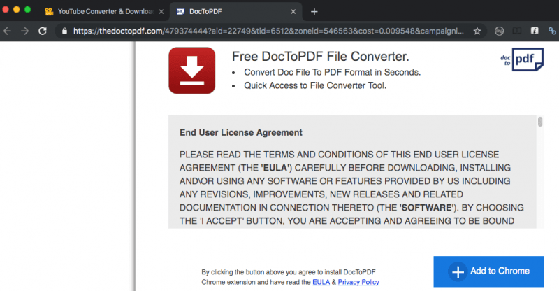 an example of onlinevideoconverter.com redirect