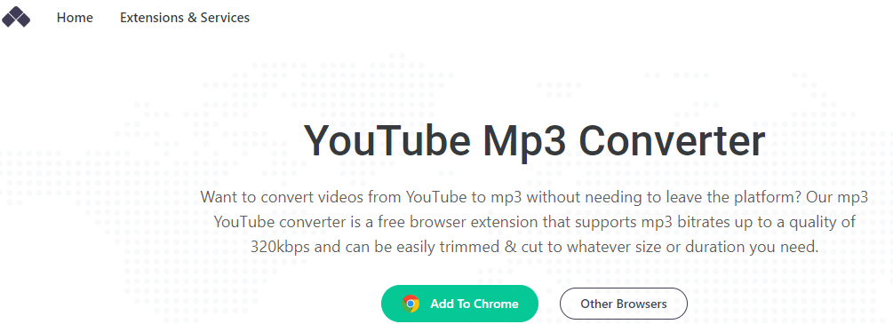 youtube MP3 converter extension website page