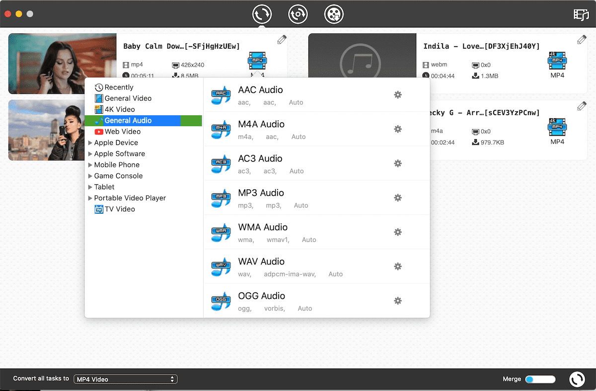 output formats of iFunia Video Converter for Mac