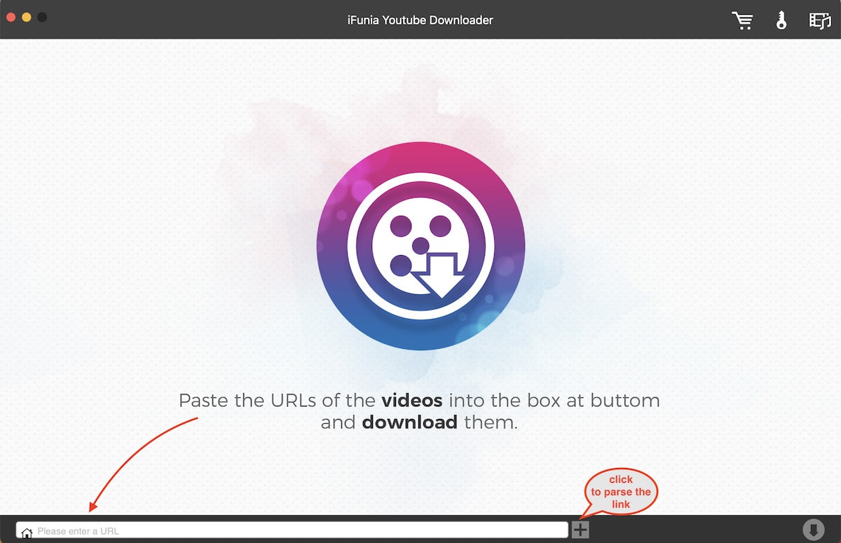 interface of ifunia youtube downloader