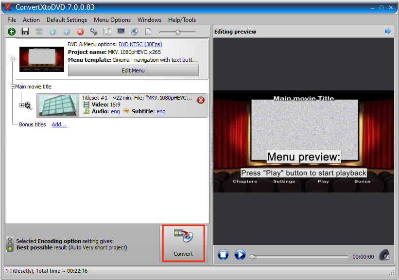 convert MKV to DVD